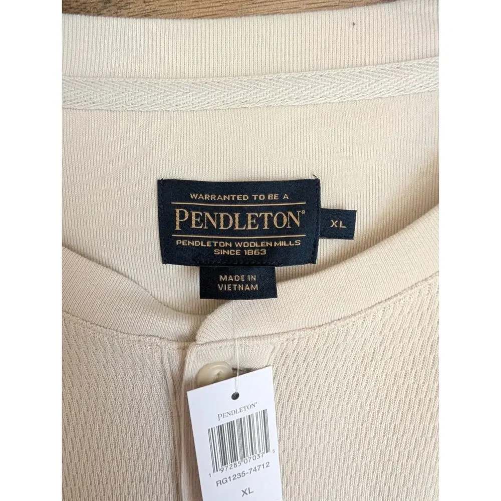 Pendleton Henley Sweater Mens XL Beige Ribbed Knit Super Soft Long Sleeve NWT